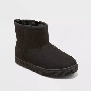 NWT Cat & Jack Black Arlo Shearling-Style Boots,  Toddler